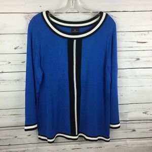 Worthington Color Block Knit Top, Size L